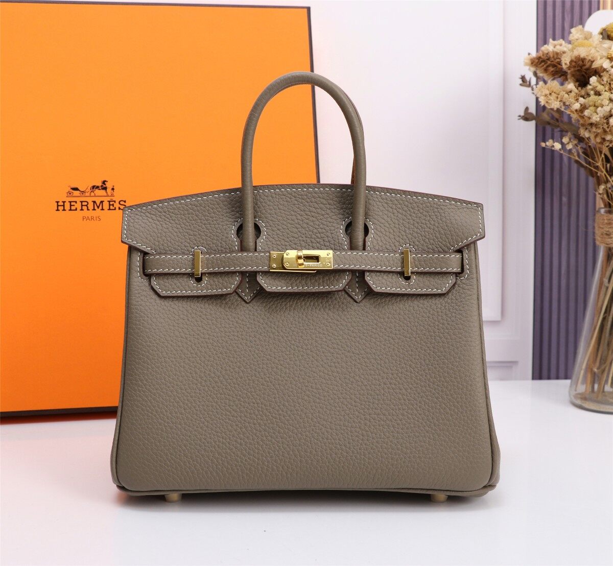 Hermès Hermès Birkin Elephant Grey Togo Leather Bag Gold Hardware