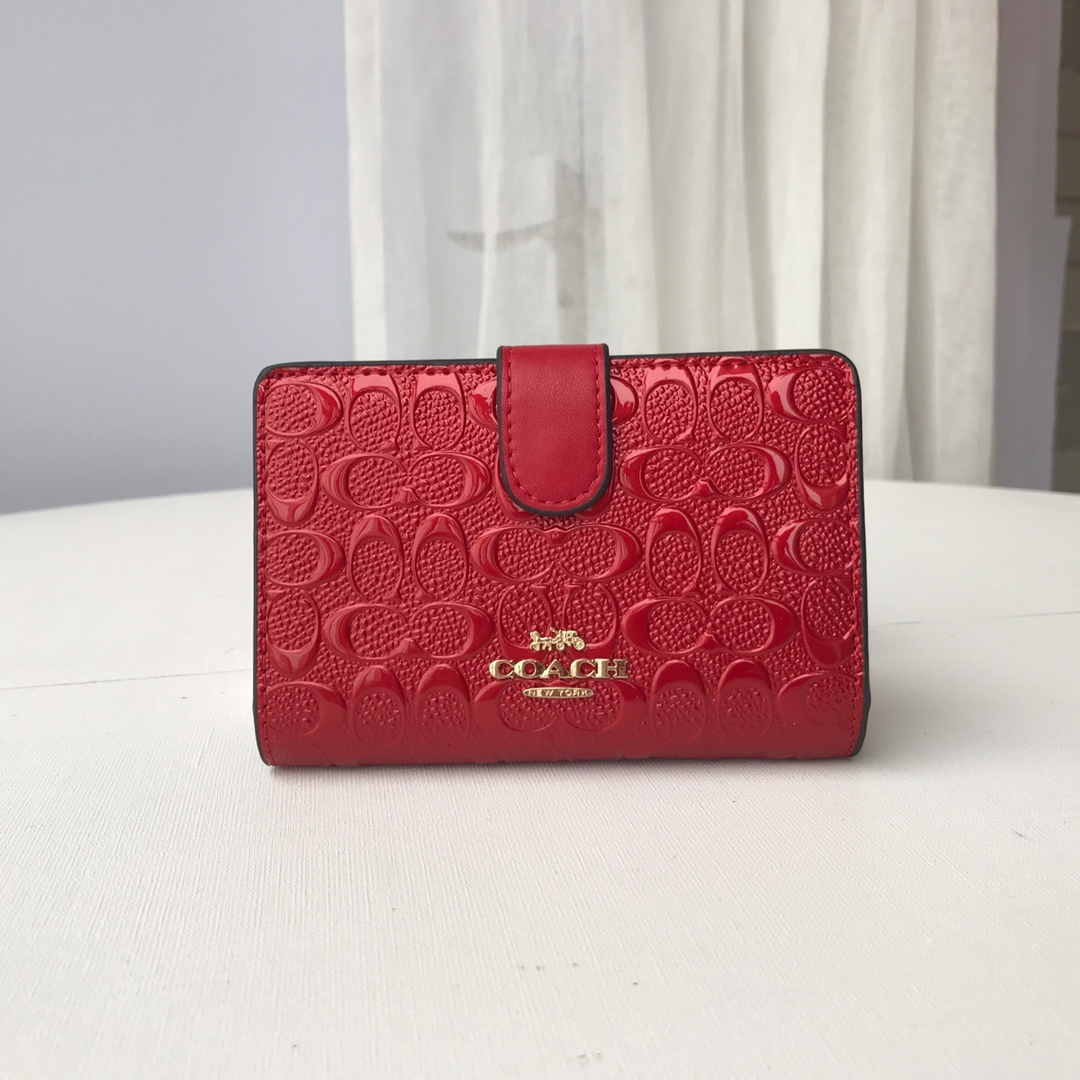 Coach Coach Red Embossed Snap Short Wallet