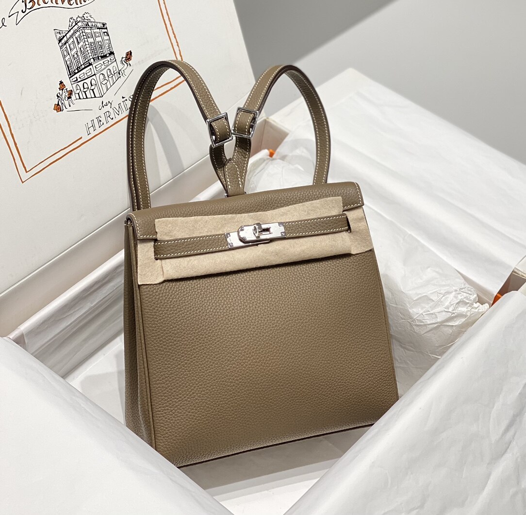 Hermès Hermès Kelly Ado Elephant Grey Togo Leather Backpack Silver Hardware