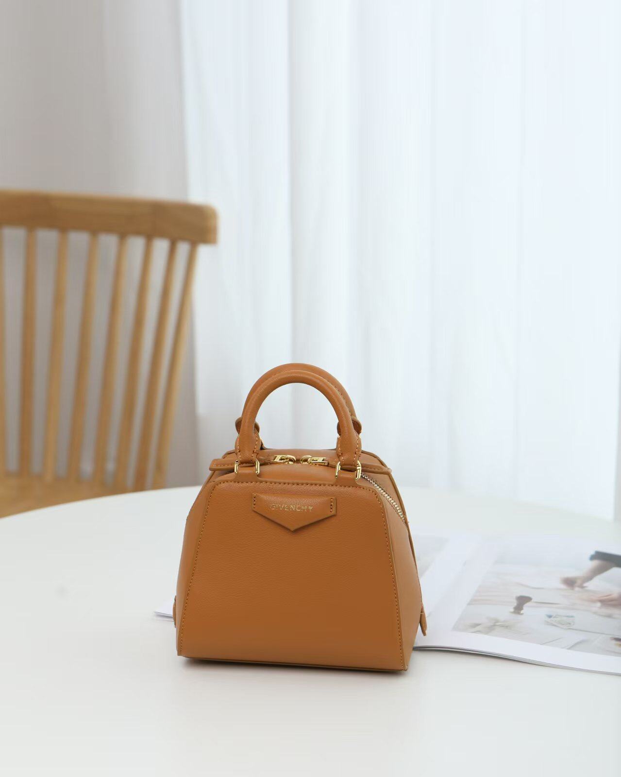 Givenchy Caramel Smooth Leather Mini Triangle Hand Crossbody Bag