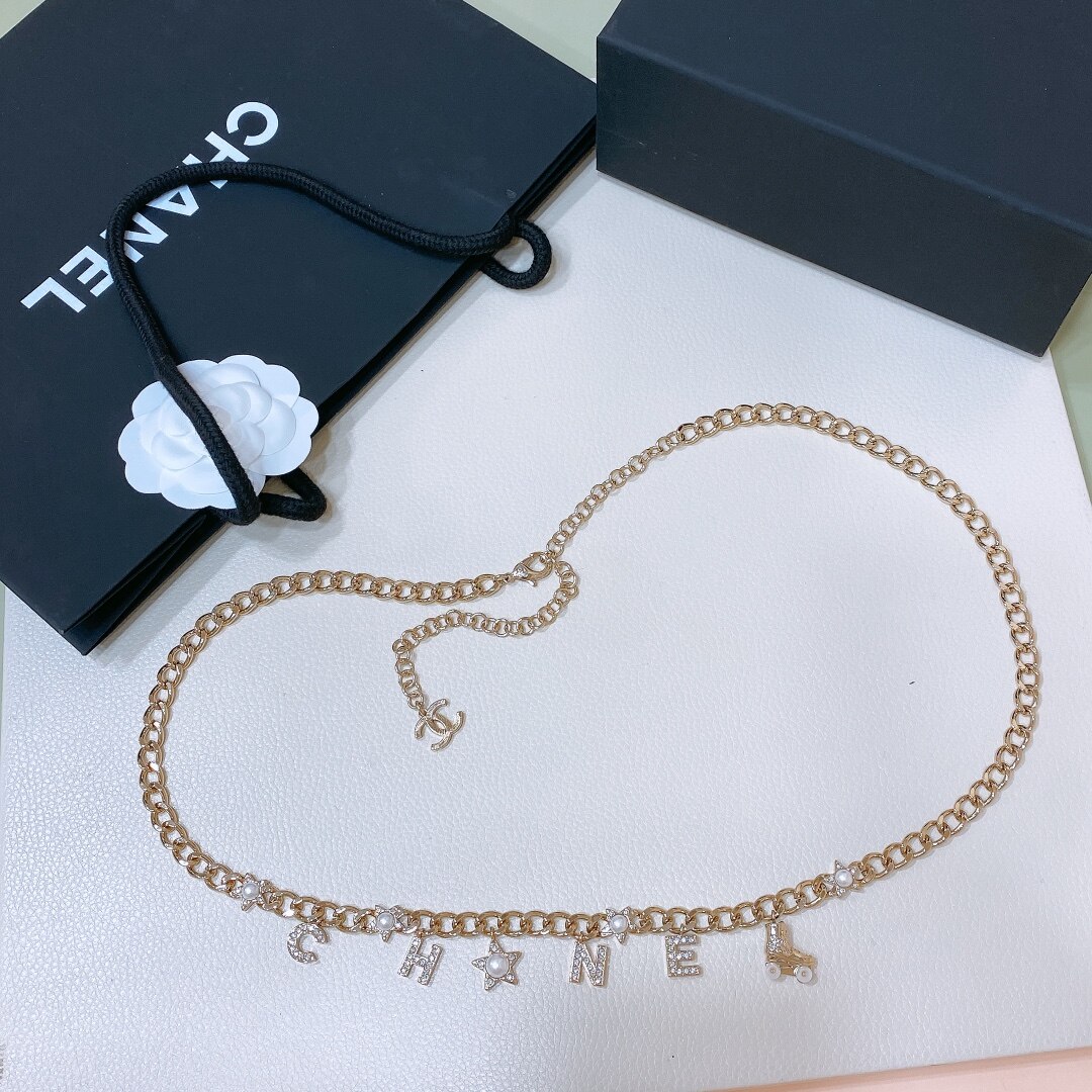 Chanel Chanel Letter Crystal Chain Waist Belt