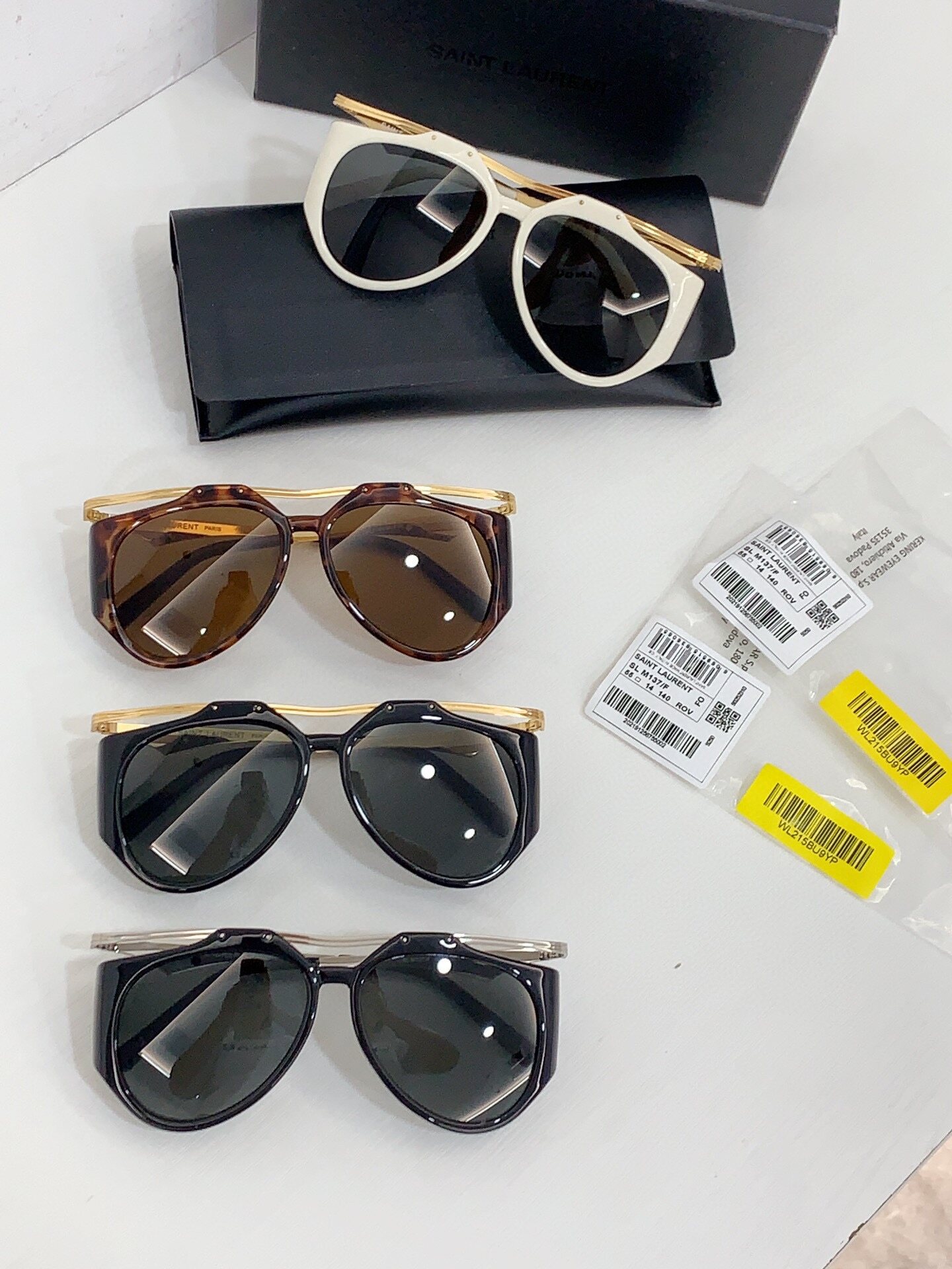 YSL YSL Saint‑Laurent Metal Top‑Bar Pilot Acetate Sunglasses
