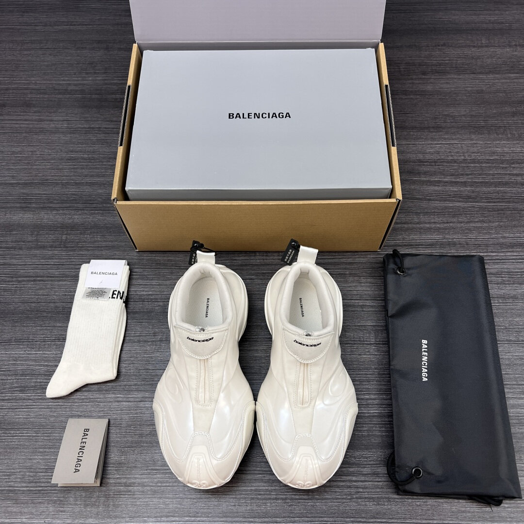 Balenciaga White One-Piece Slip-On Chunky Platform Sneakers