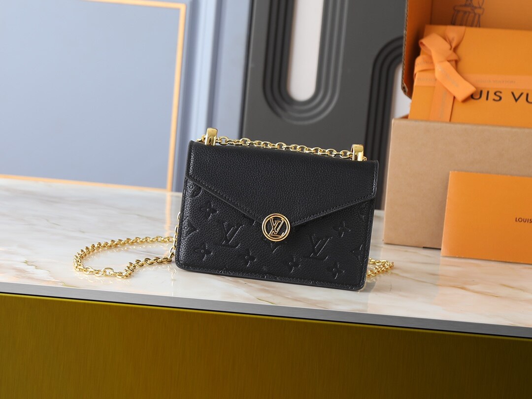  Louis Vuitton Louis Vuitton Black Monogram Empreinte Chain Crossbody Bag