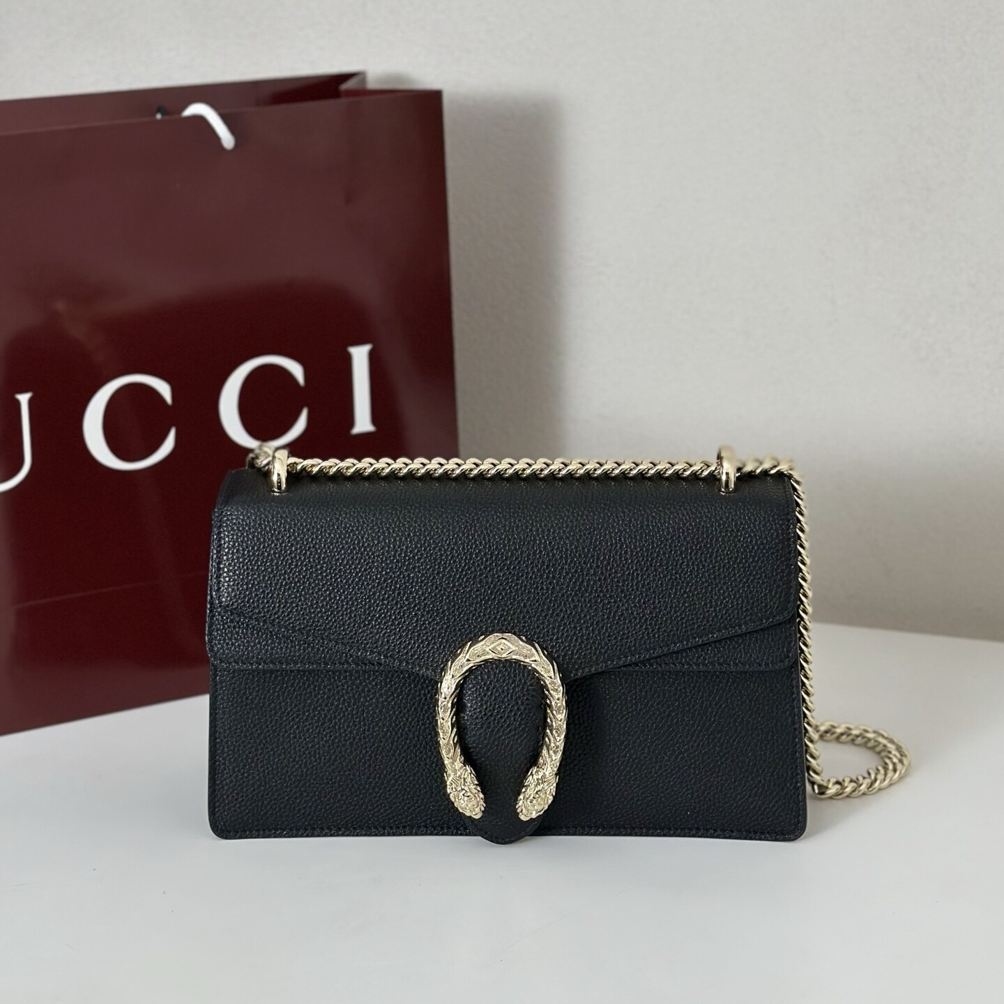 Gucci Gucci Dionysus Black Leather Chain Shoulder Bag