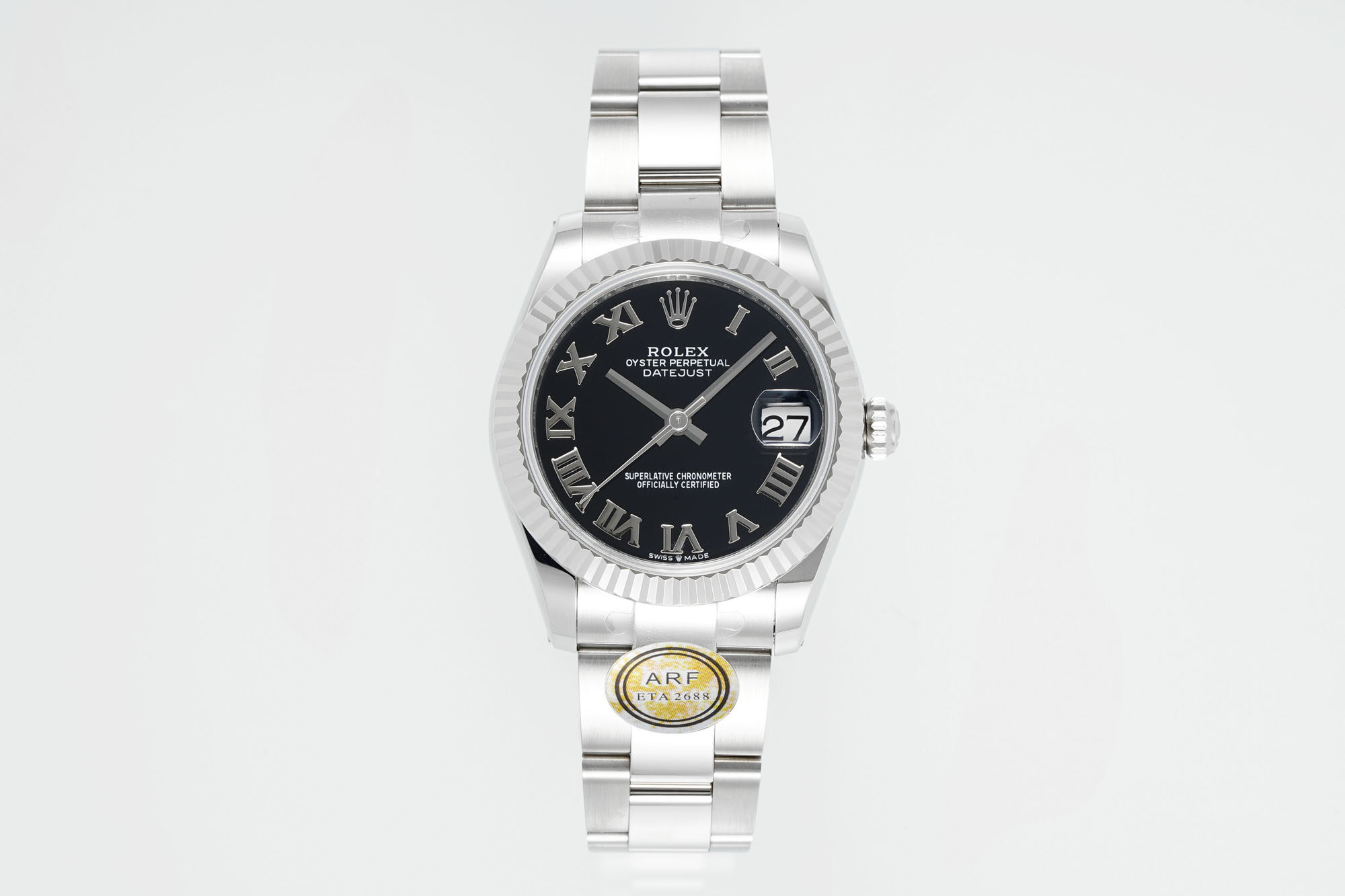 Rolex Rolex Datejust Black Roman Dial Fluted Bezel Oyster Bracelet Ladies Watch