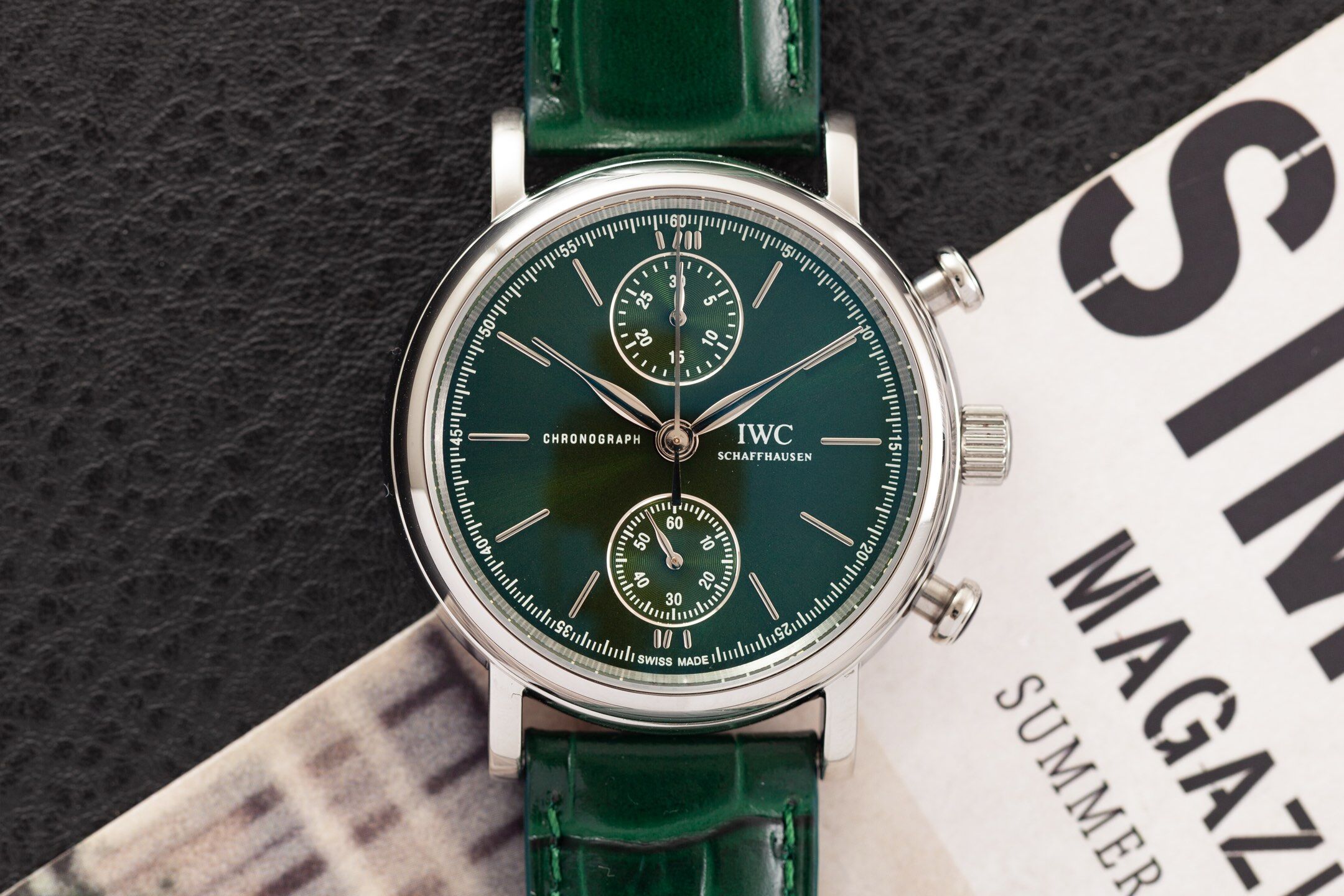 IWC  IWC Portofino Green Dial Chronograph Leather Men Watch