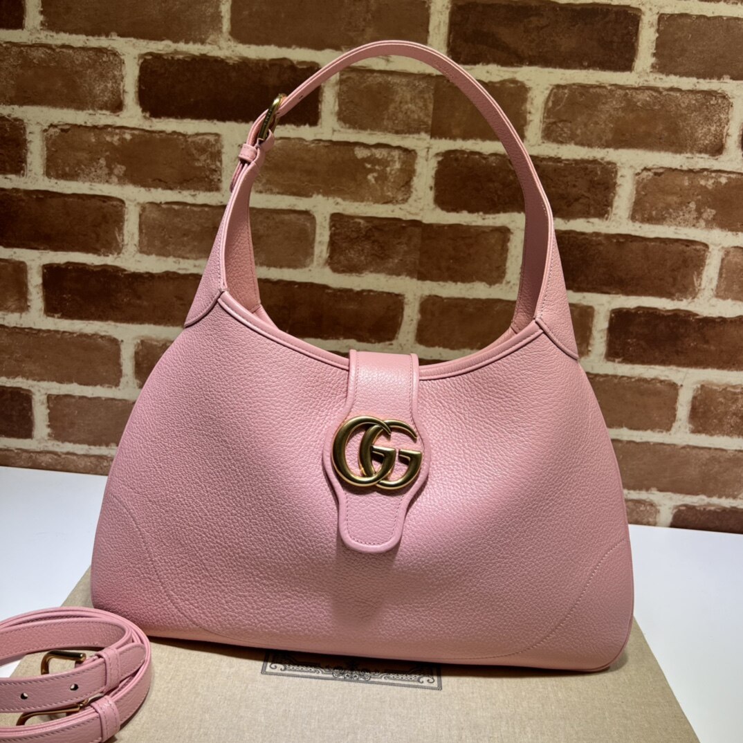 Gucci Gucci Pink Leather Double G Hobo Shoulder Bag