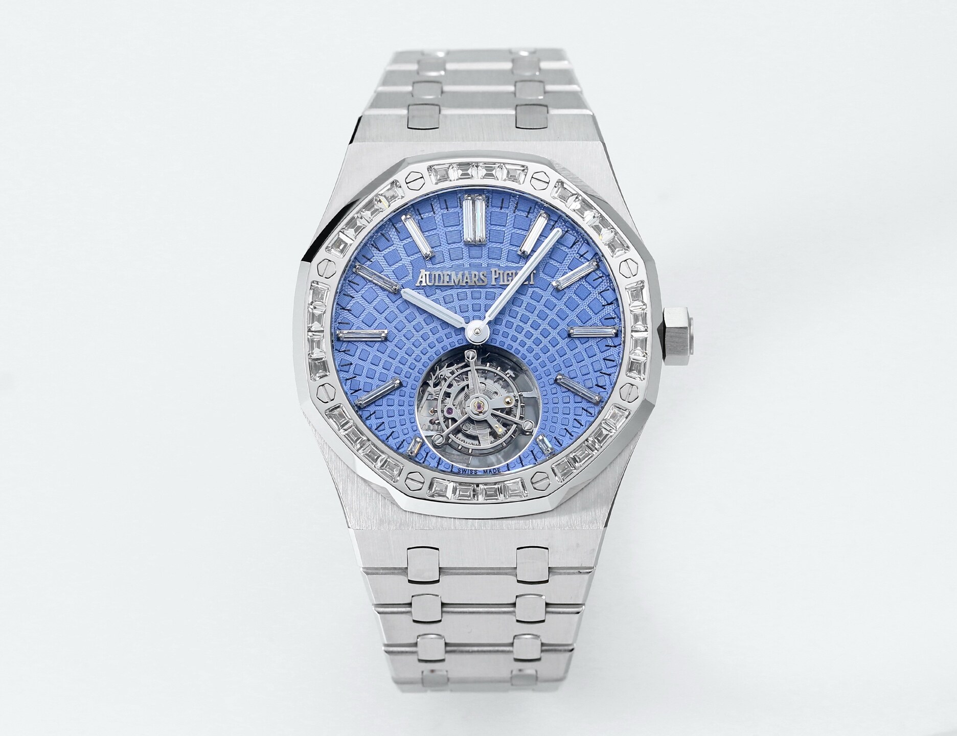 Audemars Piguet Audemars Piguet Royal Oak Steel Diamond‑Set Bezel Blue Dial Tourbillon Bracelet Watch