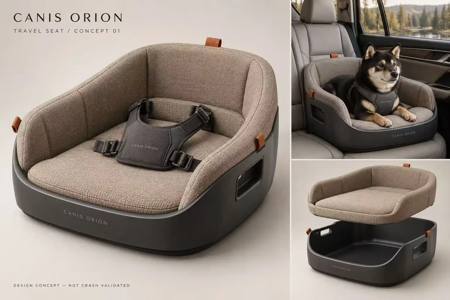 Canis Orion In-Car Pet Safety Seat – Preliminary Render