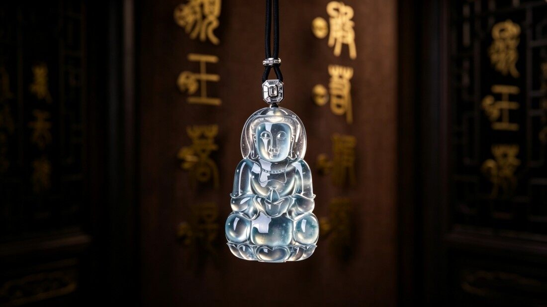 玻璃种正装观音吊坠