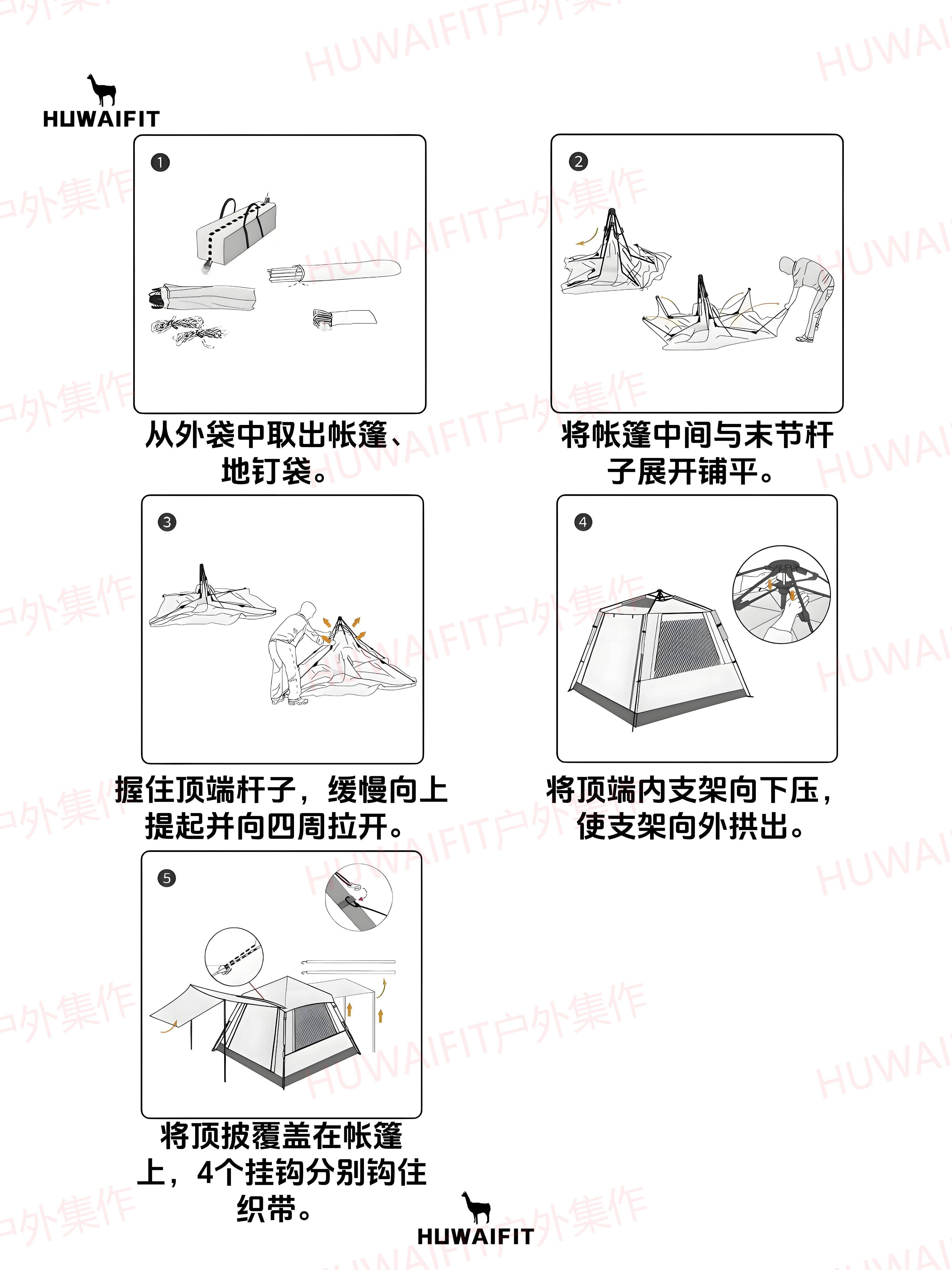 只需5步，轻松搭好速开帐篷！