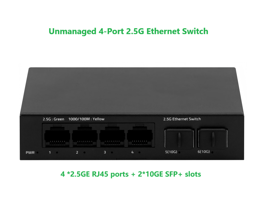4-Port 2.5G Ethernet Switch (4*RJ45+2*SFP)