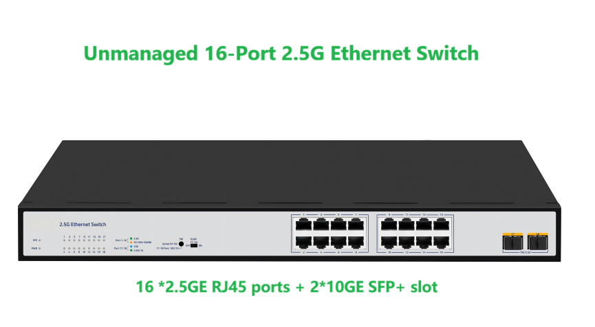 16-Port 2.5G Ethernet Switch (16*RJ45+2*SFP)