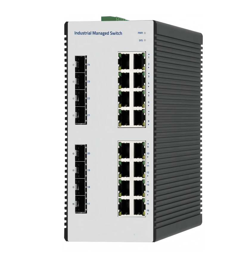 Industrial Managed 16-Port Gigabit Ethernet Switch (16*RJ45 + 8*SFP)