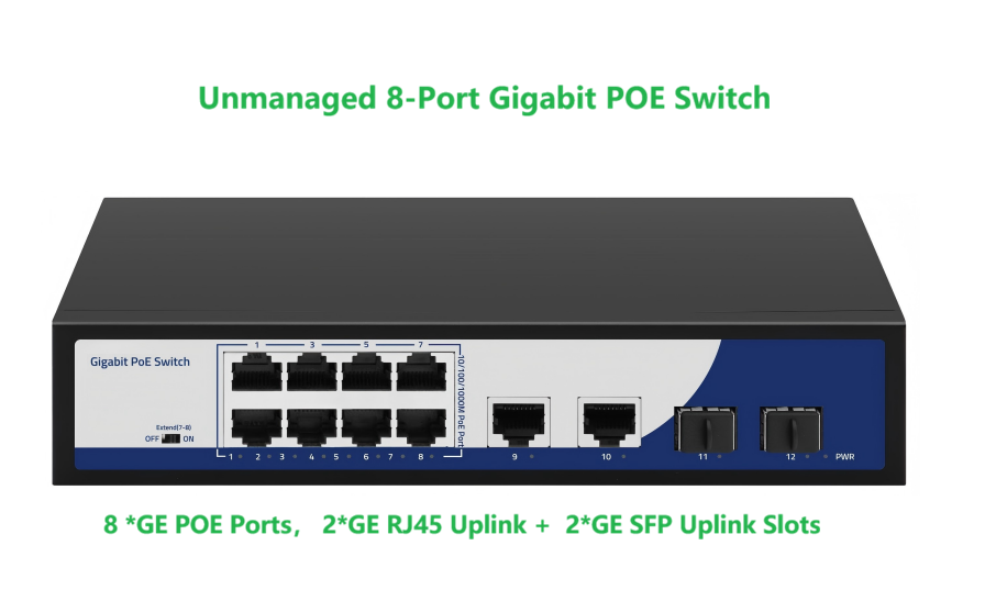 8-Port Gigabit POE Switch (8*POE+2*RJ45+2*SFP)