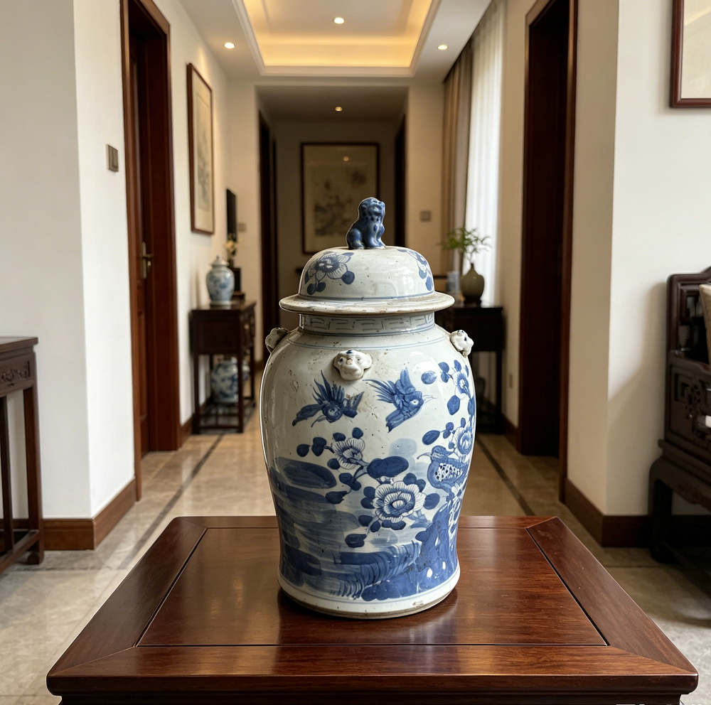 Handpainted Floral ginger jar vase