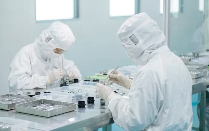Quality control inspection laboratory with precision testing equipment