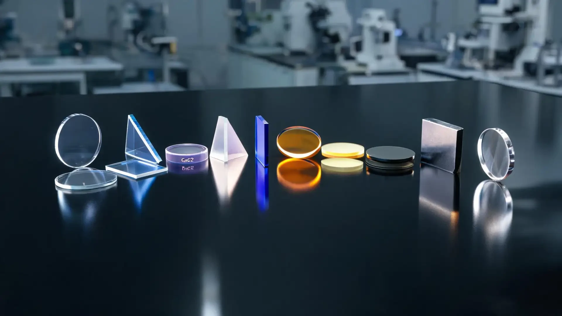optical material samples in glass and crystal blanks