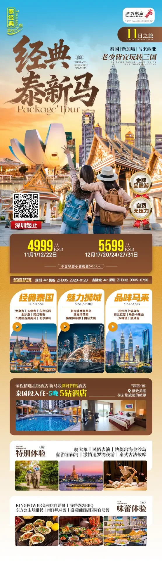 經典泰新馬 11日之旅 路線價格圖