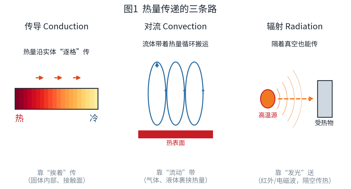 Three Paths of Heat Transfer
