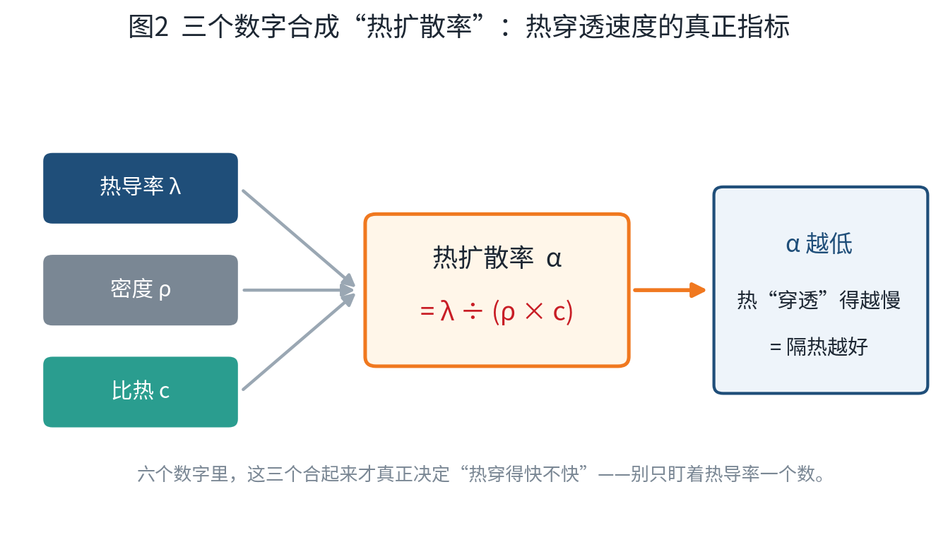 Schematic diagram of the thermal diffusivity formula