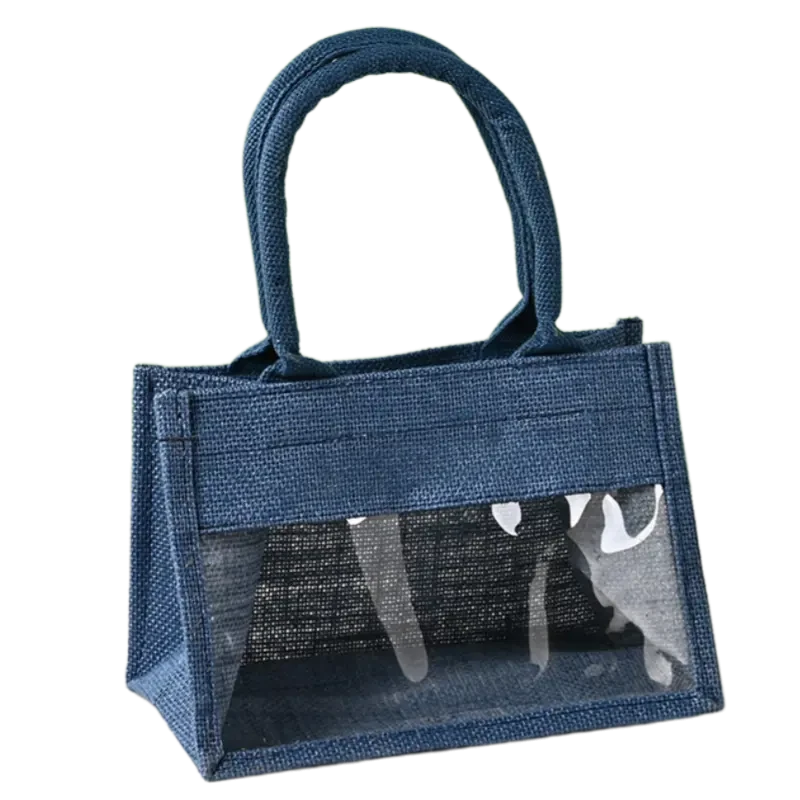 Small Jute Gift Bag with Clear PVC Window view 3