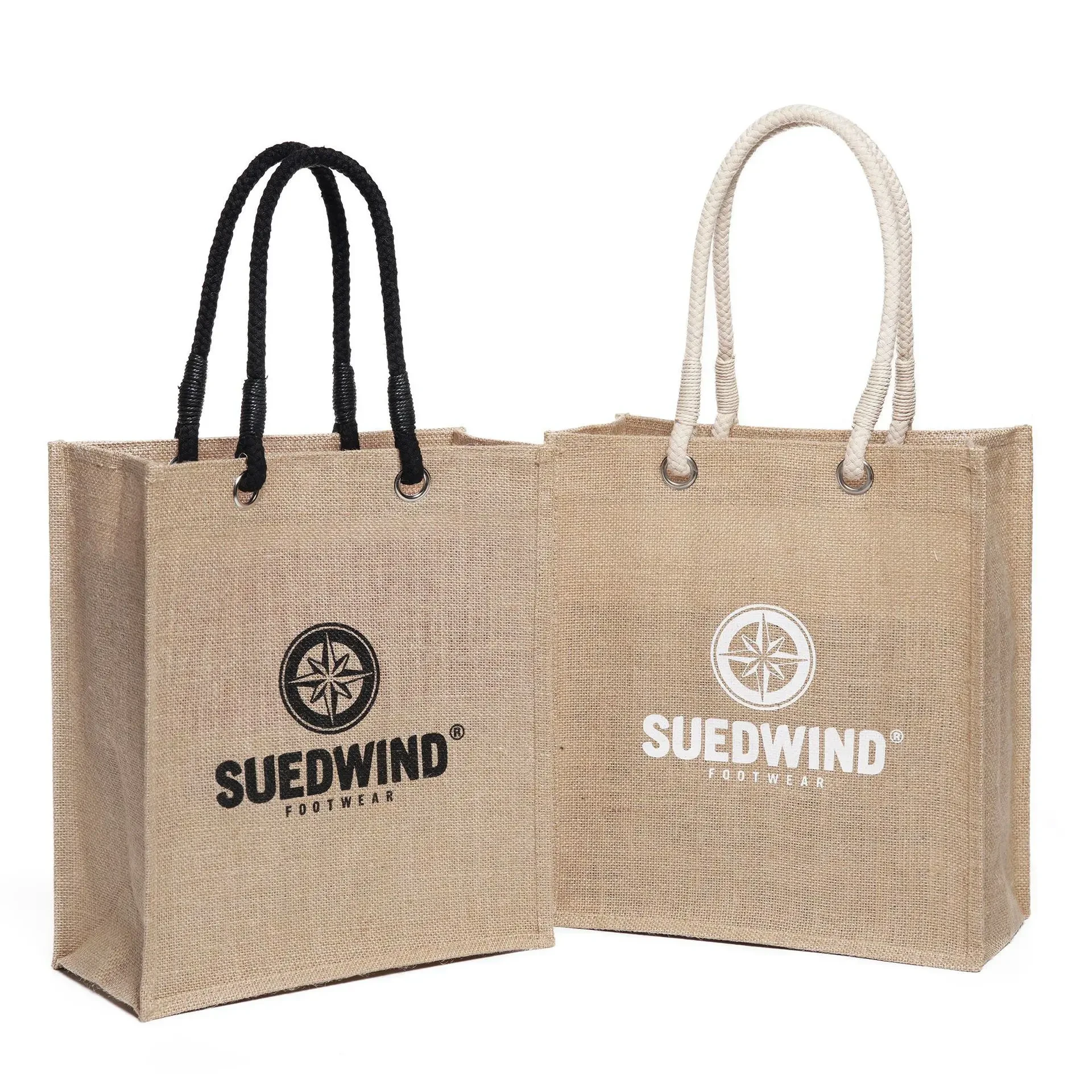 Laminated Natural Jute Tote Bag with Cotton Handle view 2