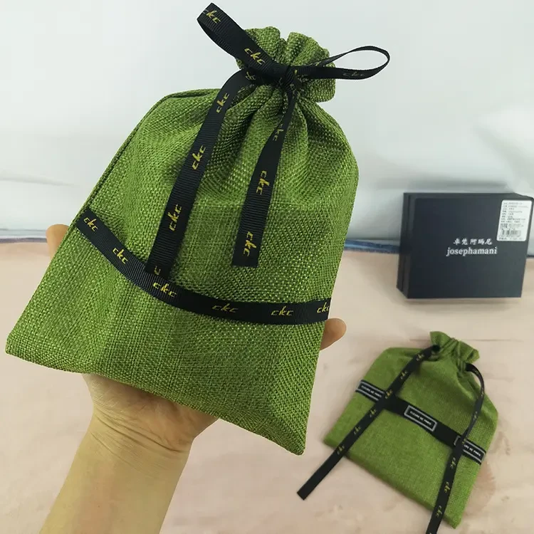 Mini Jute Favor Pouch with Drawstring view 2