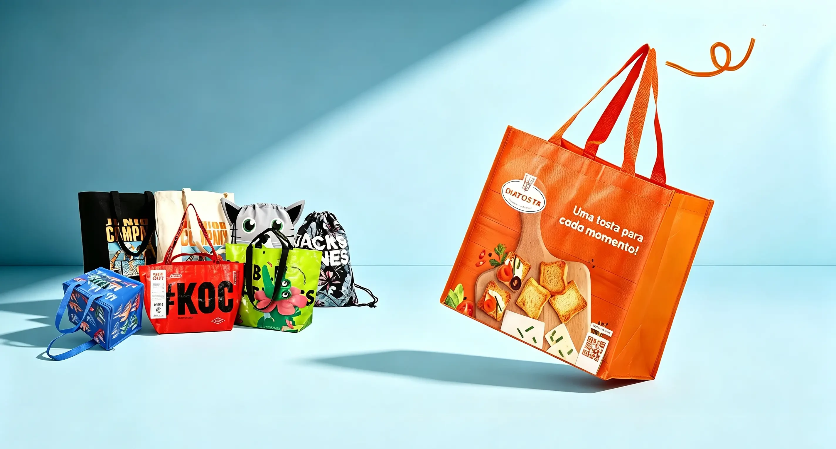 Colorful eco-friendly reusable shopping bags collection