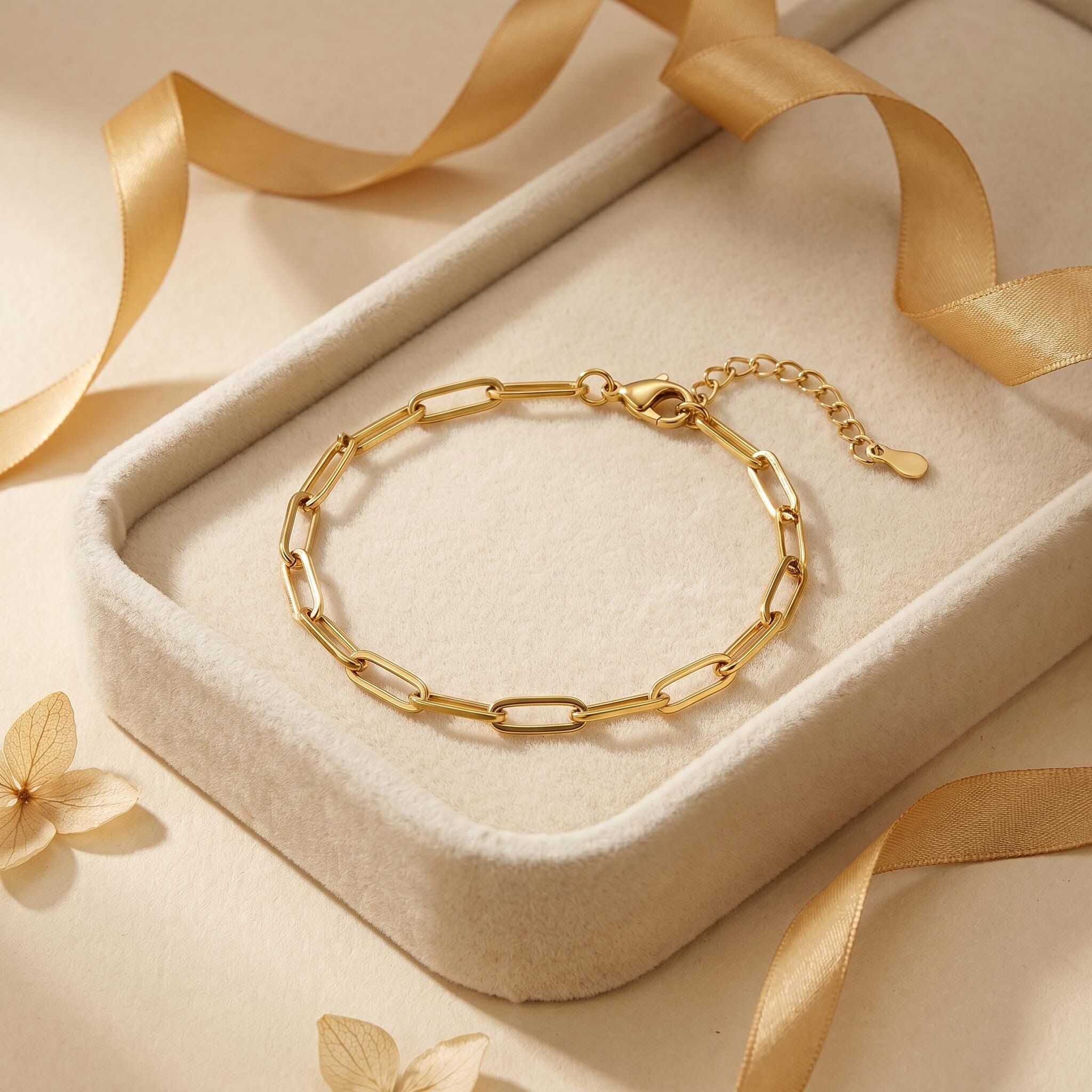 Premium 3mm 316L Stainless Steel Square Line Gold Bracelet | Minimalist DIY Blank for Custom Engraving