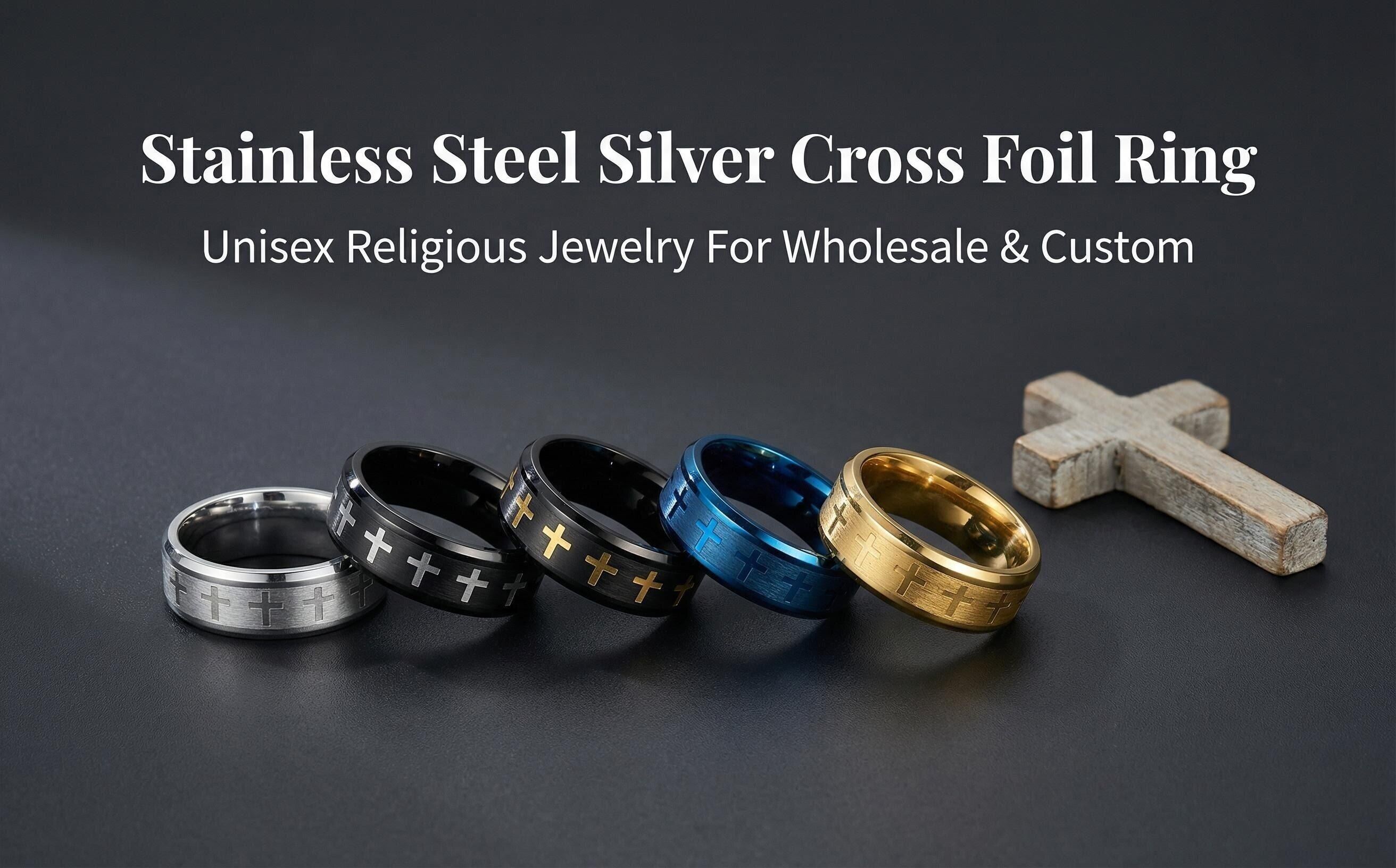 Stainless Steel Cross Ring