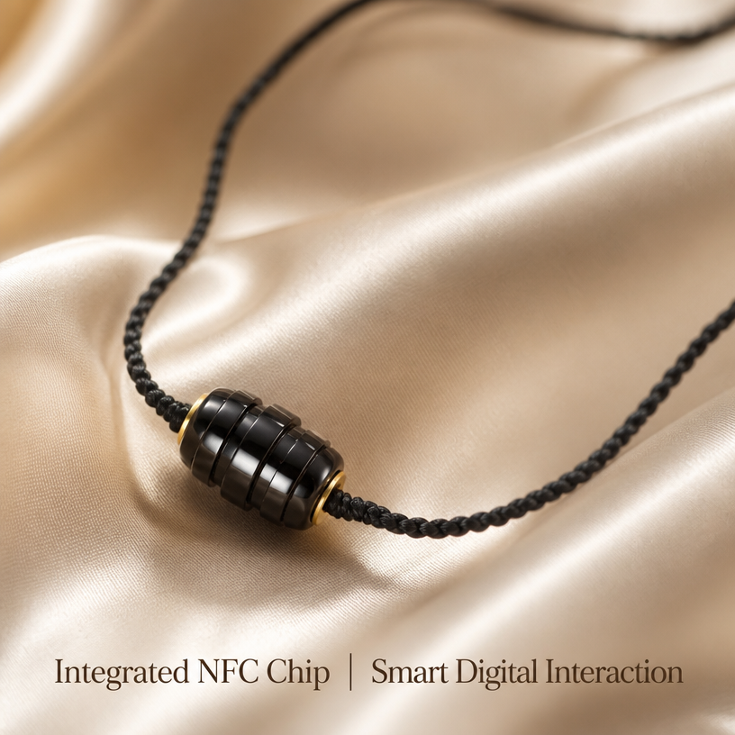Black White  Ceramic Modern NFC Smart Necklace with Adjustable Fit for Everyday Networking