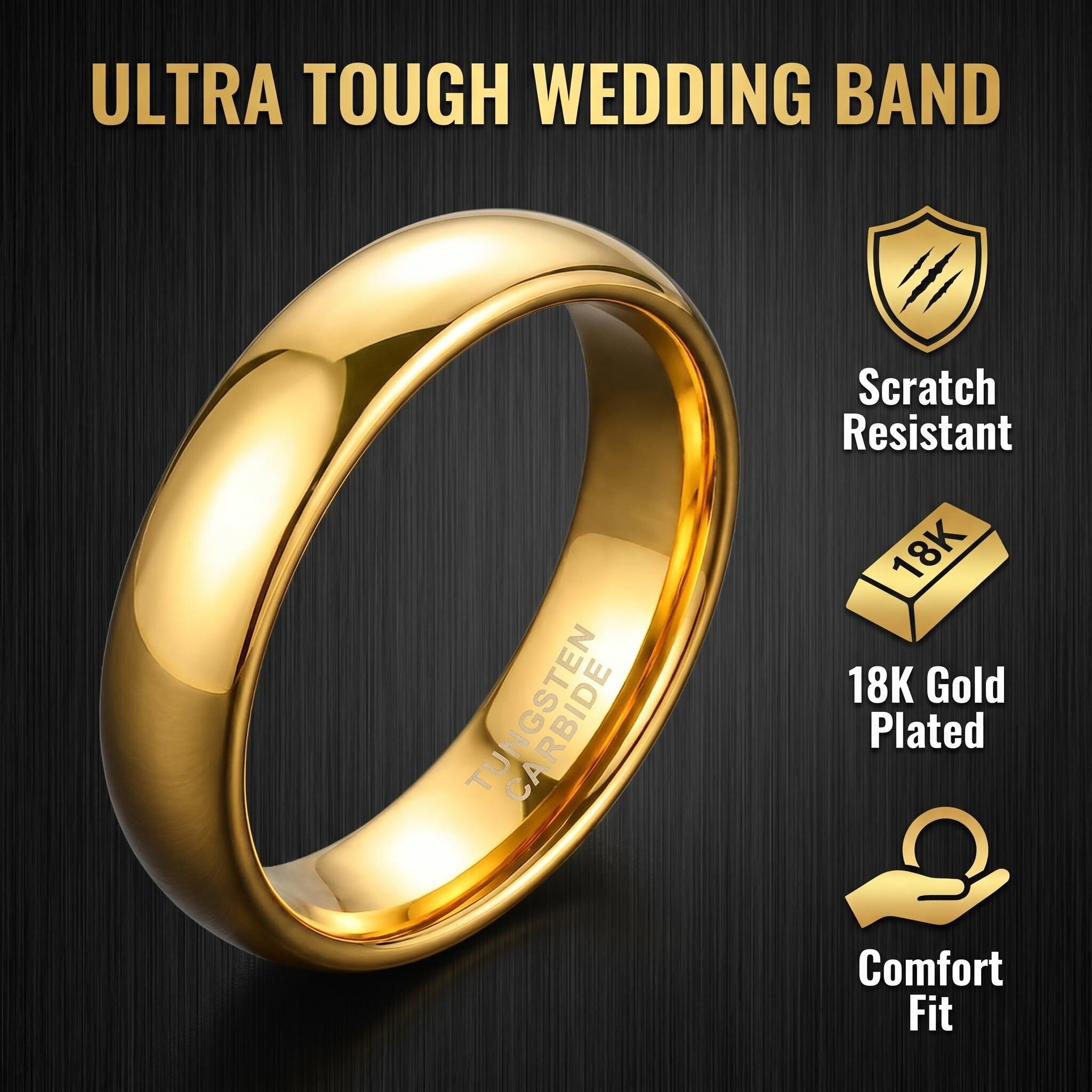 Tungsten Men's Wedding Band | Hard Scratch Resistant Tungsten Jewelry Ring with Custom Service & Huge Inventory