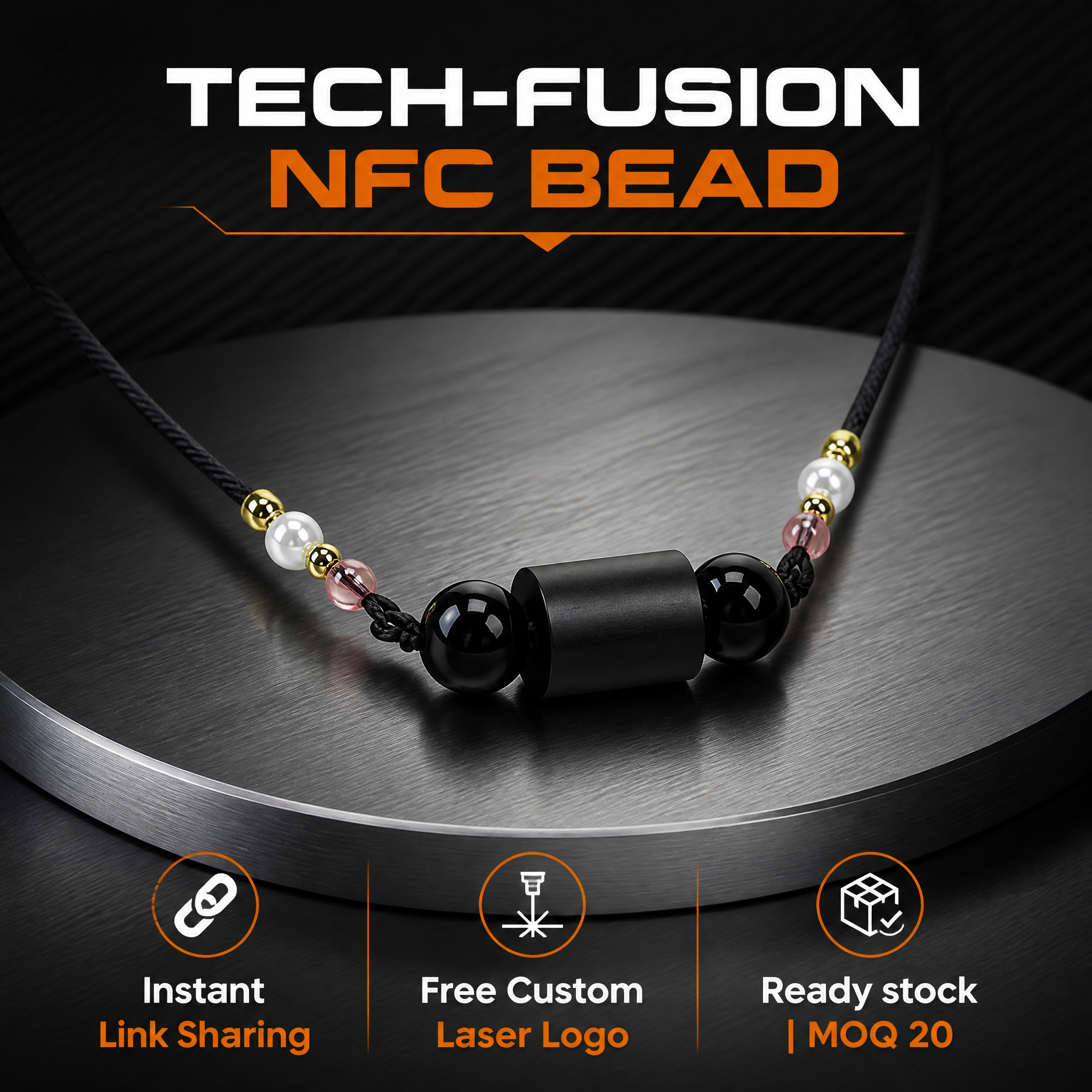 Smart NFC Necklace with Adjustable Length for Contactless Networking