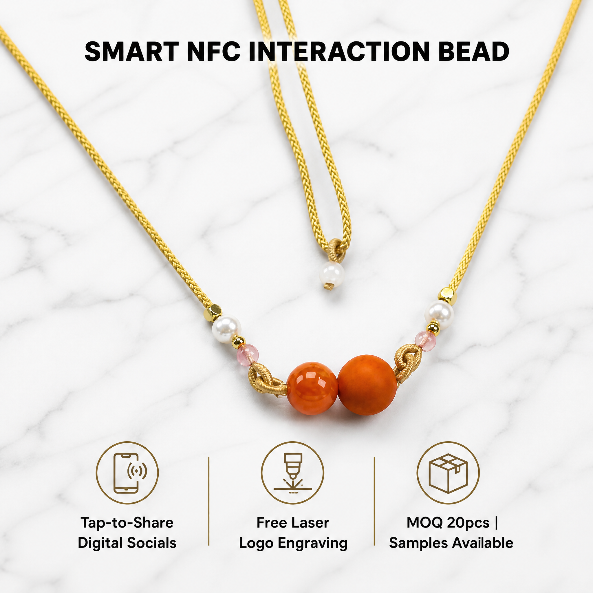Adjustable NFC Smart Necklace for Digital Business Card Sharing