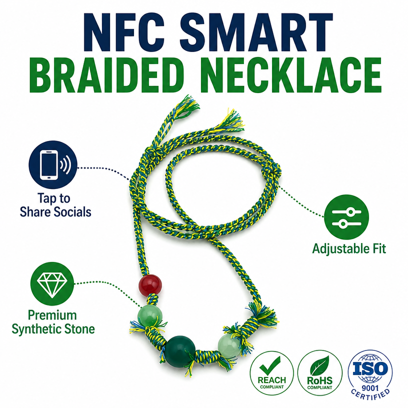 NFC Smart Necklace for Digital Business Card and Contact Sharing