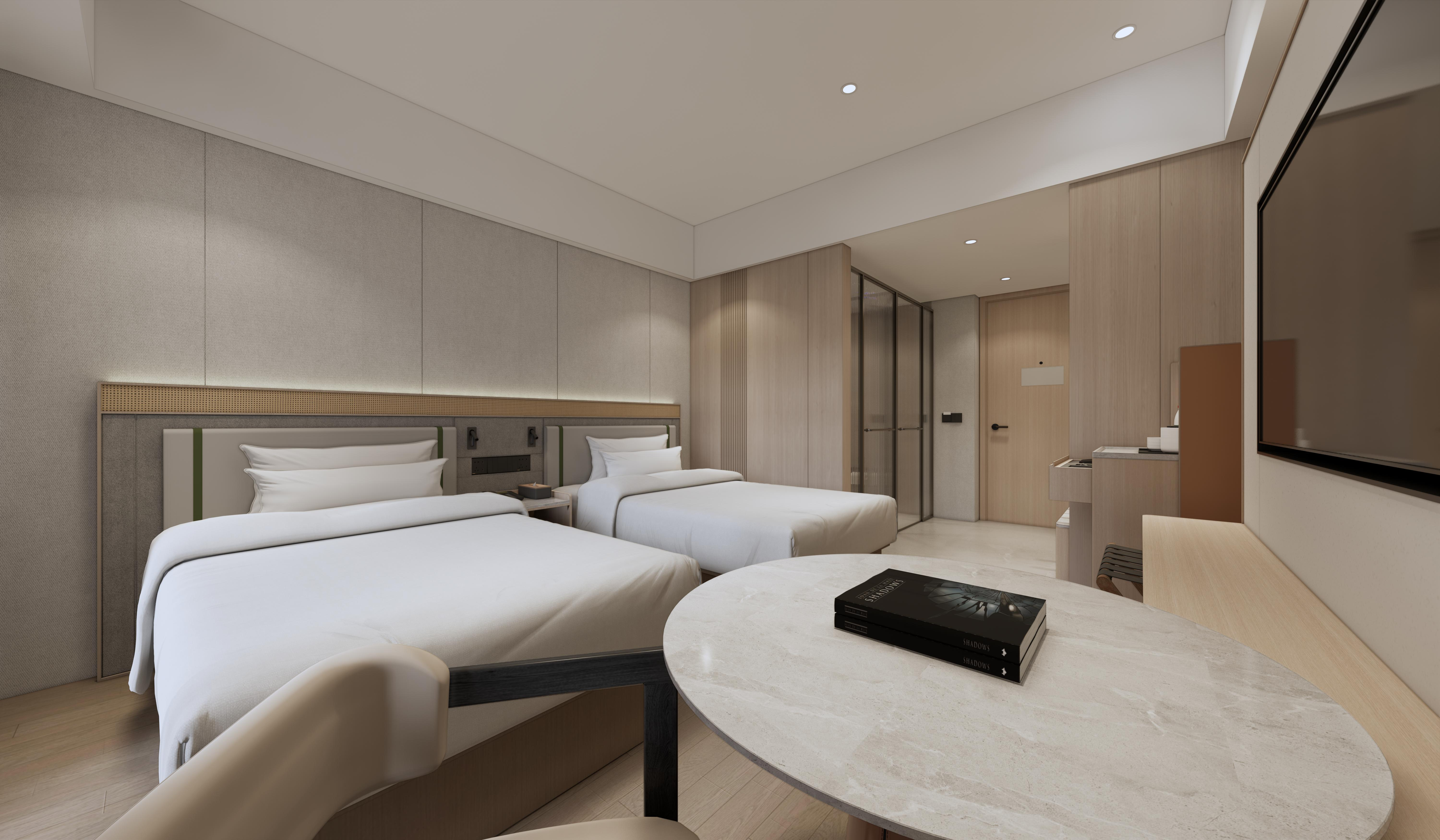 Work area in twin room