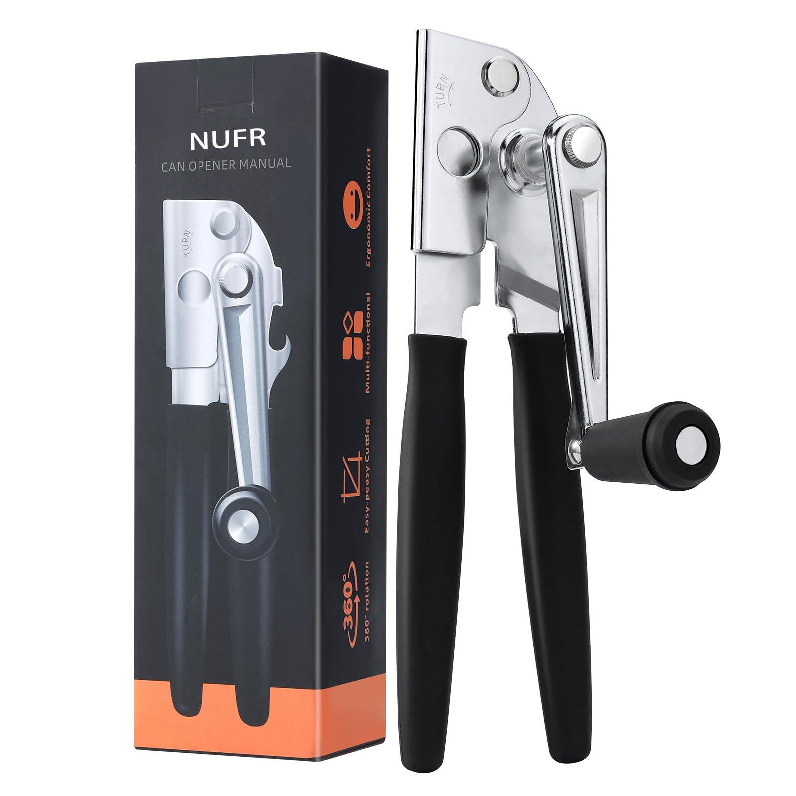 NUFR Crank Can Openers Manual,Heavy Duty Commercial Can Opener with Rubber-coated Long Handles - Image 9