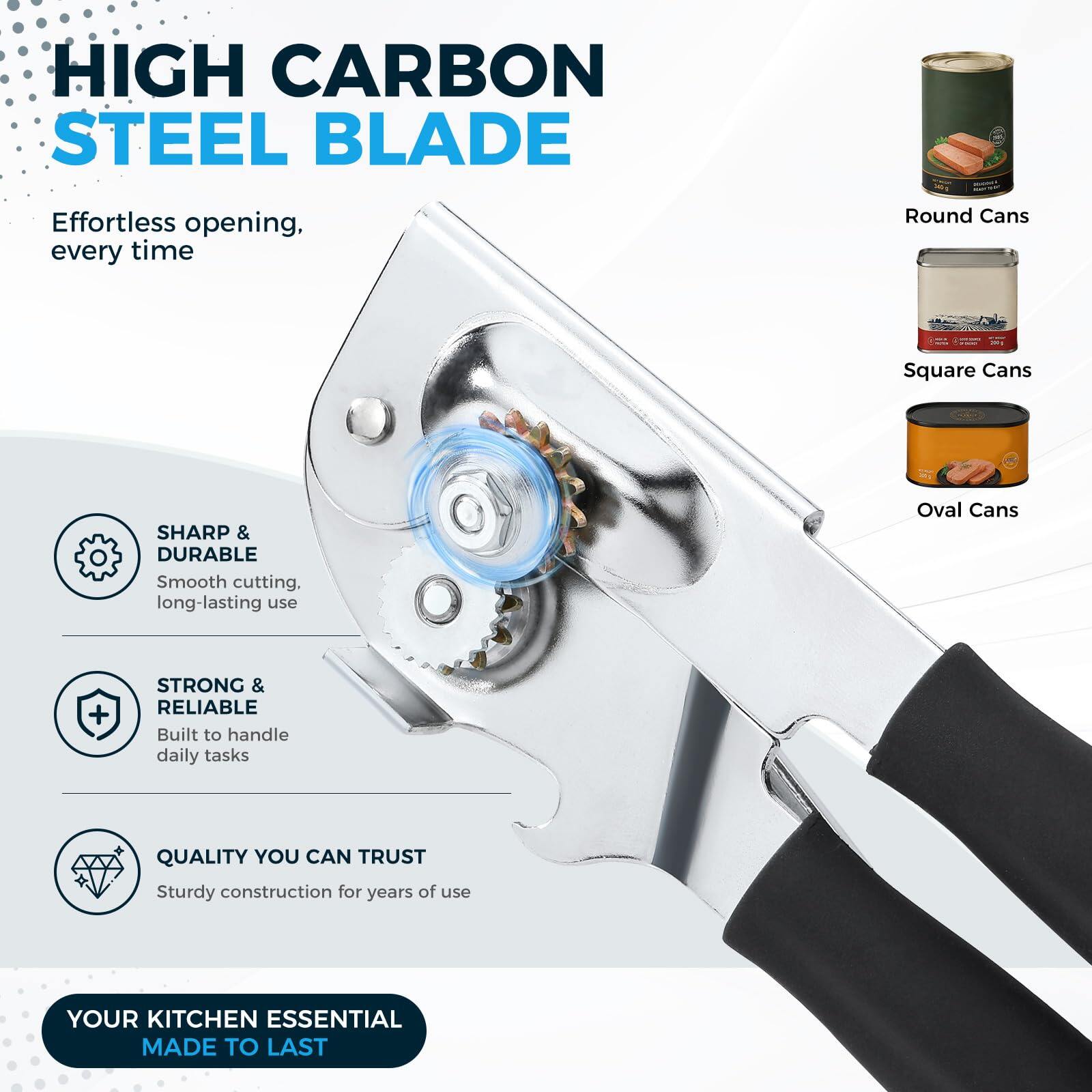 NUFR Crank Can Openers Manual,Heavy Duty Commercial Can Opener with Rubber-coated Long Handles - Image 6