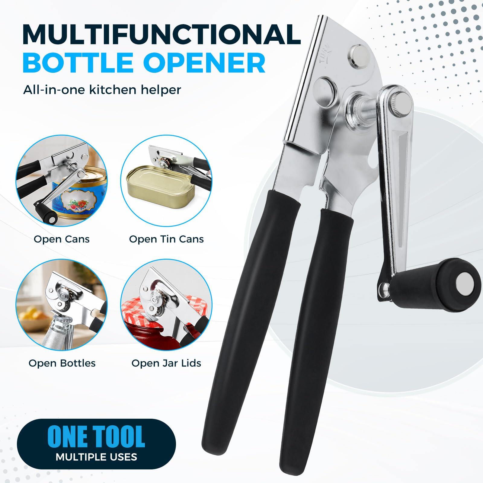 NUFR Crank Can Openers Manual,Heavy Duty Commercial Can Opener with Rubber-coated Long Handles - Image 4