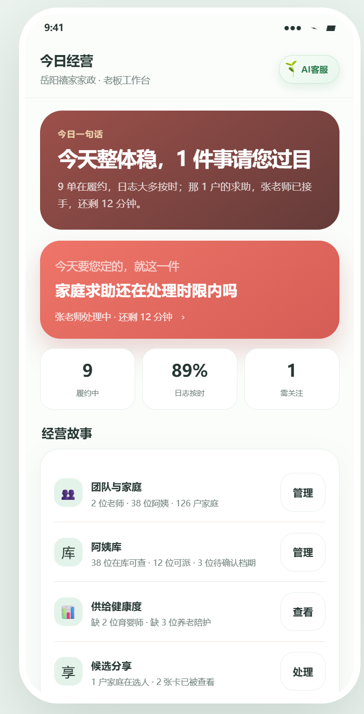 老板工作台 · 今日经营
