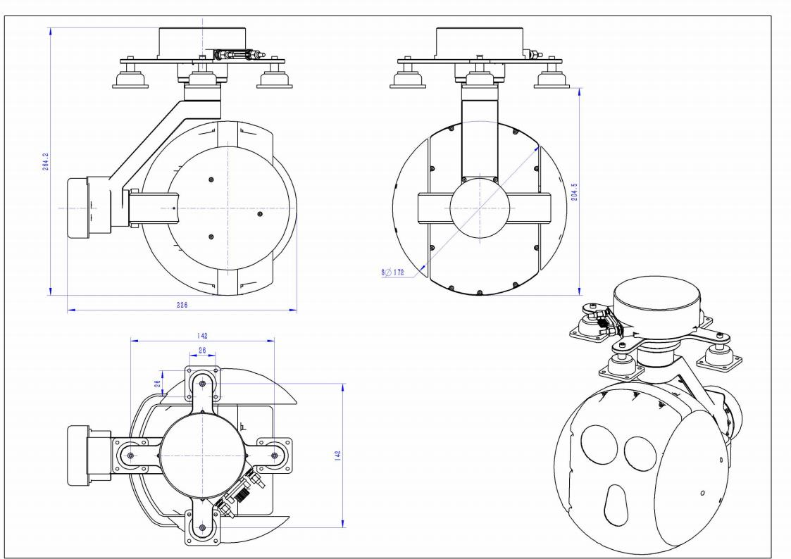 BDHD-EZT-CM3030 Tri-Axis Tri-Optic Pod