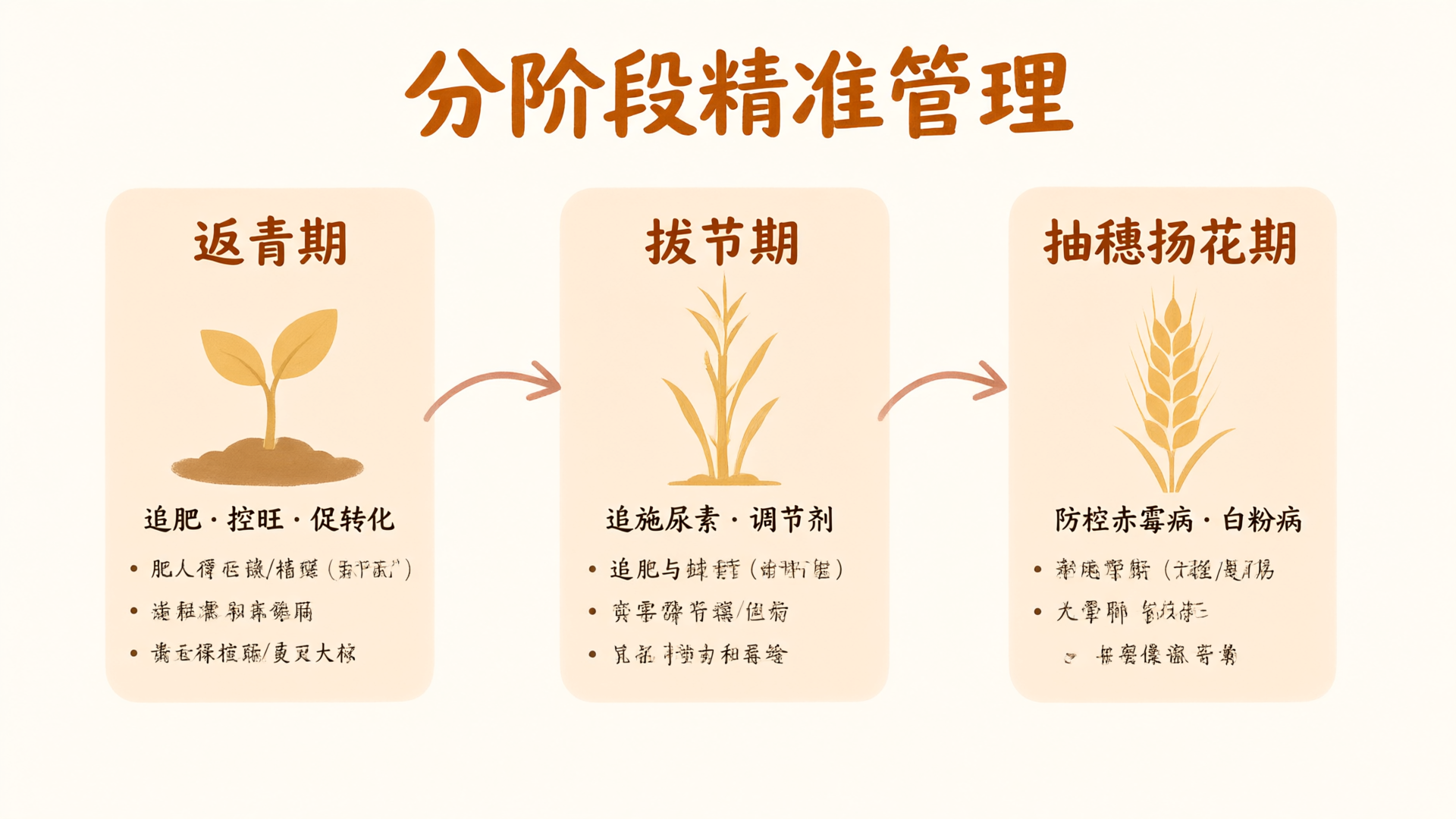 小麦分阶段精准管理：返青期、拔节期、抽穗扬花期的核心管理动作
