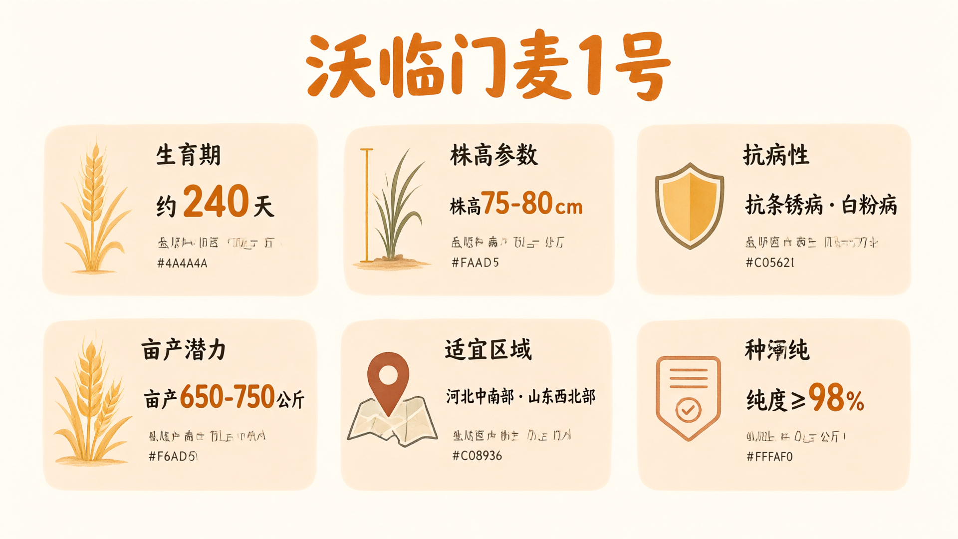 沃临门麦1号品种关键参数：生育期、株高、抗病性、亩产潜力、适宜区域