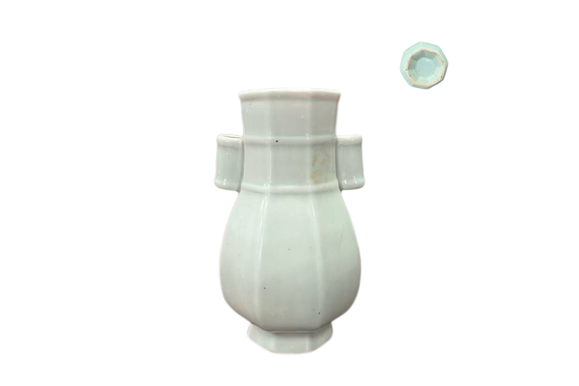 Song Dynasty Longquan Kiln Celadon Octagonal Vase with Tube Handles