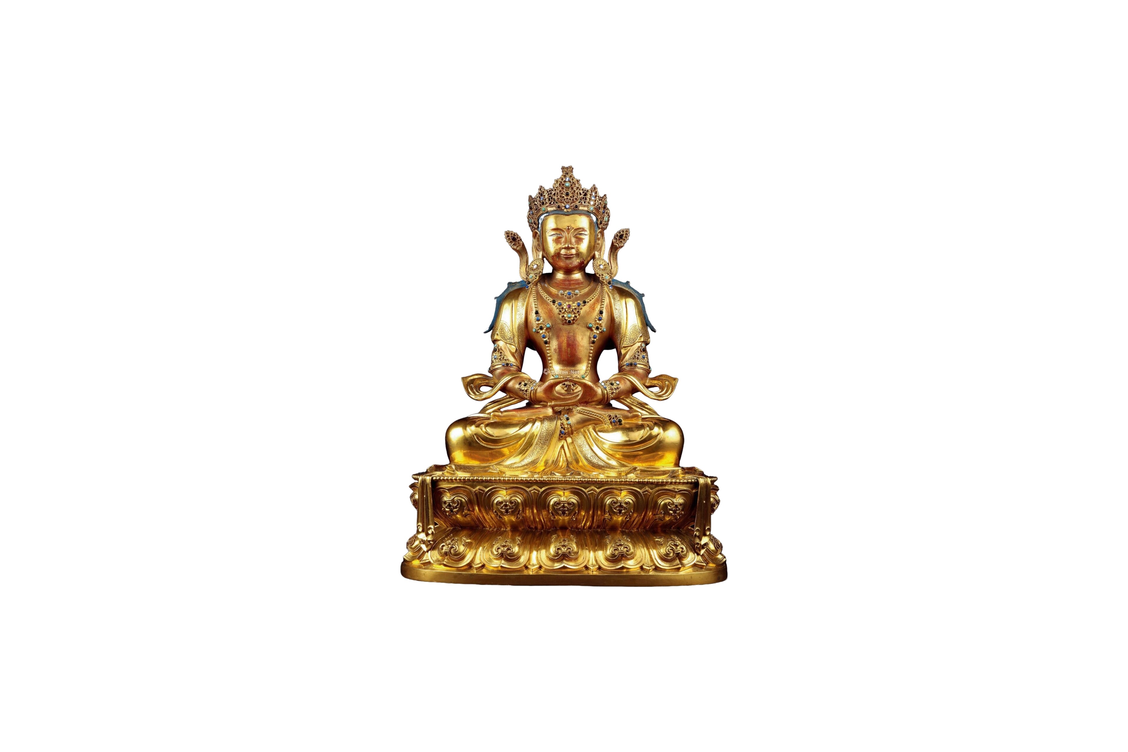Kangxi Reign of the Qing Dynasty, Gilt Bronze Amitabha Buddha