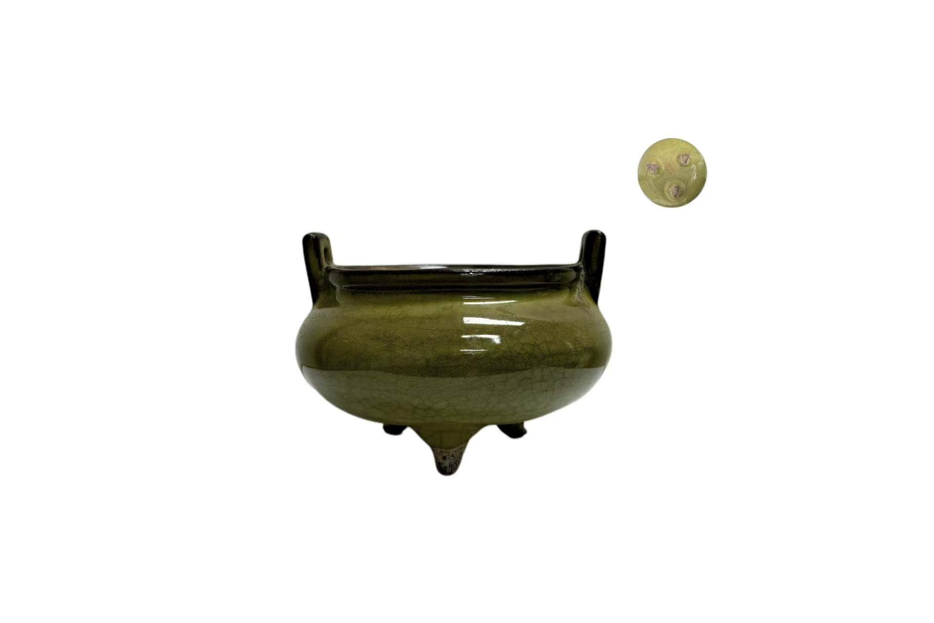Celadon Double-Handled Tripod Incense Burner