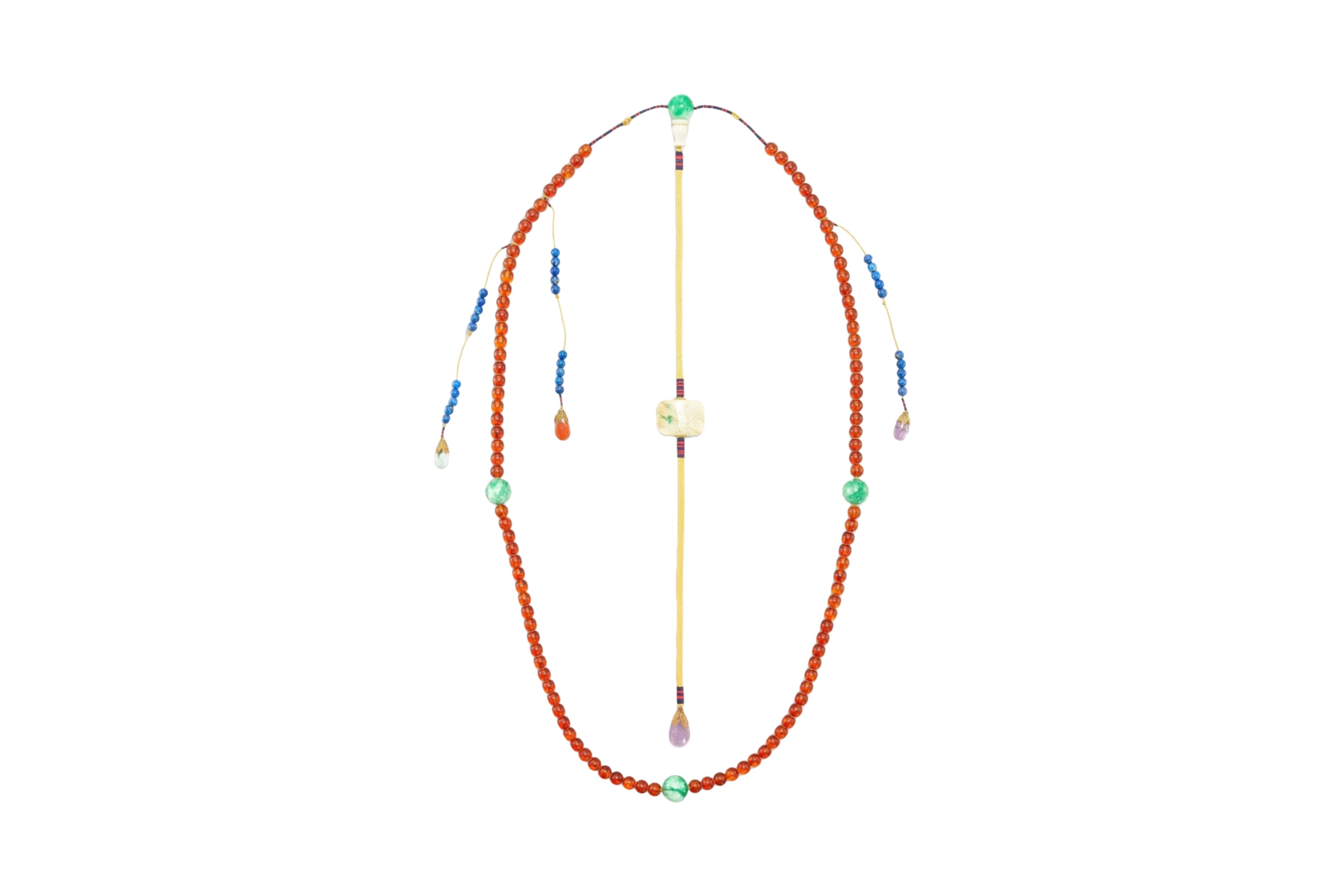 Qing Dynasty Amber and Jade Court Beads