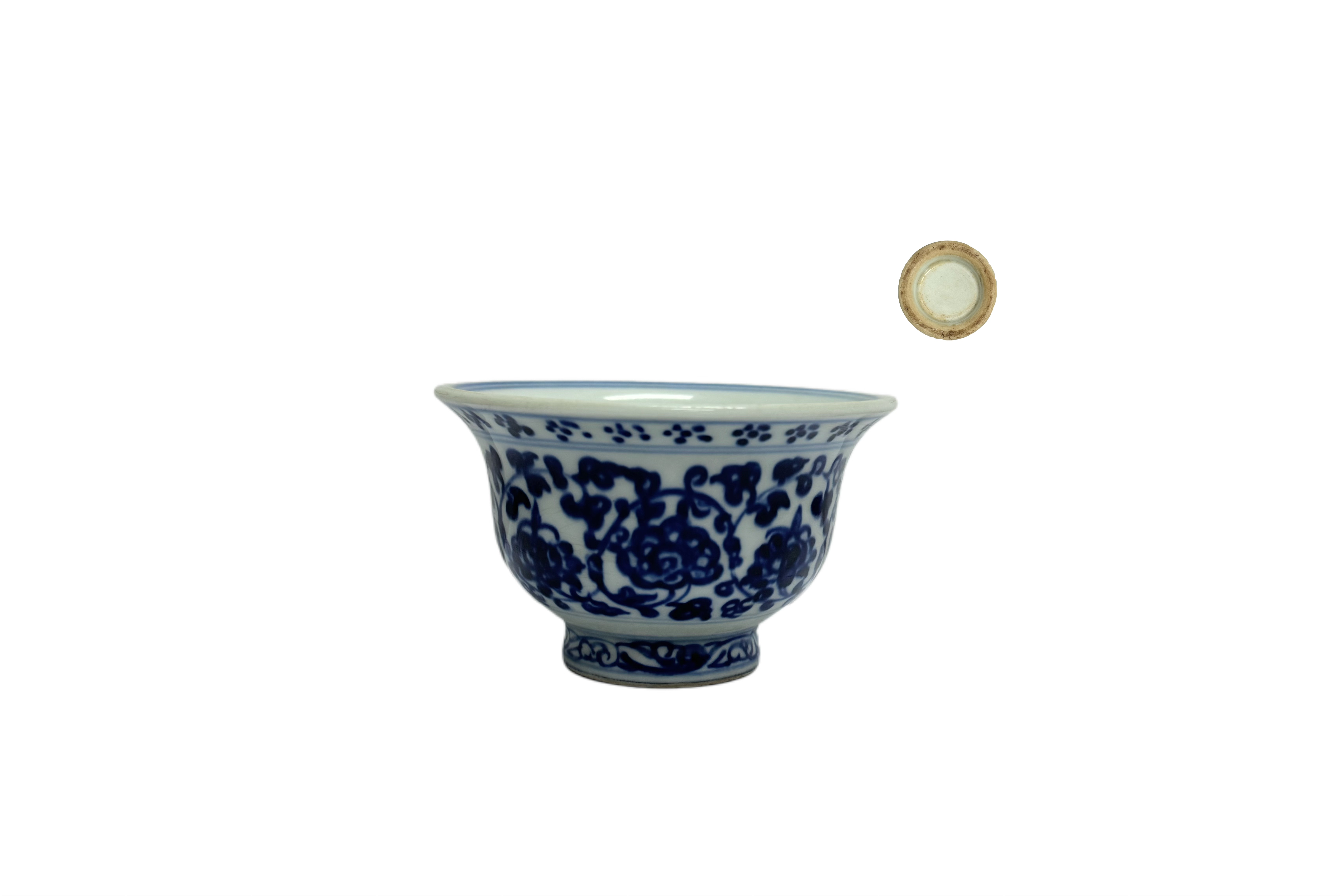 Ming Yongle Blue-and-White Floral Scroll Cup